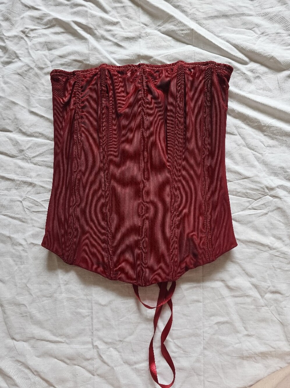 Red XS Strapless Corset Top mesh tie back
